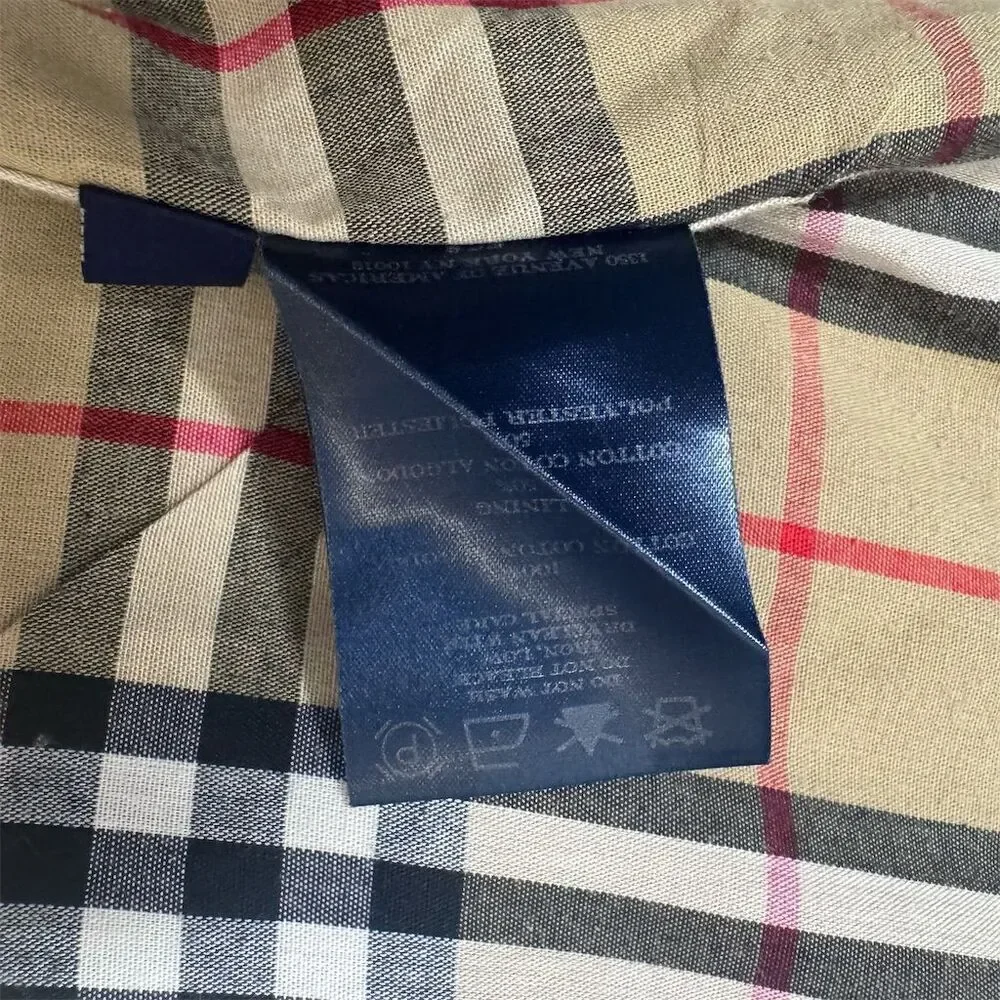 EUC Burberry Women's Hooded Trench Coat Beige Nova Check Lining Size 2 - Picture 8 of 8